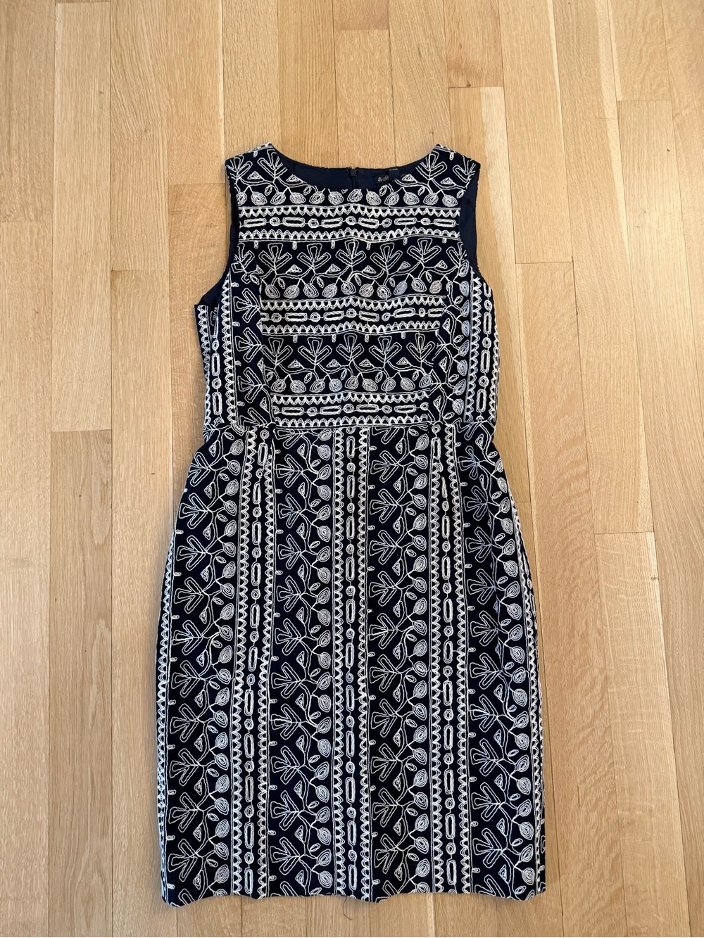 Brooks Brothers Navy and White Embroidered Midi Dress